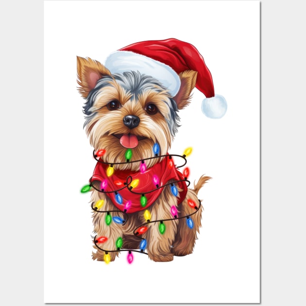 Christmas Yorkshire Terrier Wall Art by Chromatic Fusion Studio